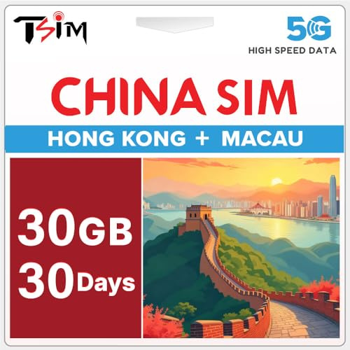 China SIM Card 30 Days 30GB | Hong Kong & Macau Coverage | High-Speed 5G/4G Data | Hotspot Supported | Refillable Plan | Auto-Activation | Data-Only (No Phone Number) | 24×6 Support