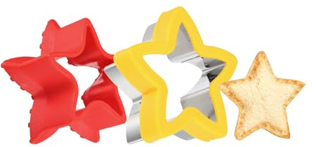 sourcing map Sandwich Cutter and Sealer, Cute Cookie Cutters, Sandwich Maker Bread Decruster Lunch Accessories Star Shape for Lunchbox DIY Cookie Lunch Bento Gift, Red/Yellow