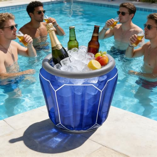 Inflatable Pool Bar with LED Light, Inflatable Floating Cooler