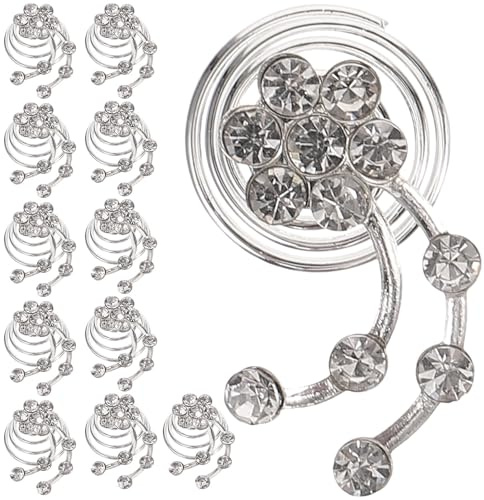 COOLHIYA Spirales Capillaires Argentées Accessoires Cheveux Femme Élégants 12 Pièces en Alliage Strass pour Coiffures de Mariée et Occasions Diverses