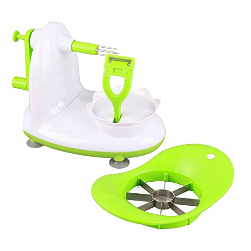 SIXRUN Éplucheur à Manivelle, éplucheur de Fruits en PC ABS avec, Rotatif Fin, Base d'aspiration, 120 X 210 X 155 Mm, pour Pommes, Poires, Pommes de Terre dans la Cuisine de la Maison pour Enfants