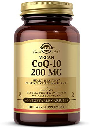Solgar Vegetarian CoQ-10 200 mg, 60 Vegetable Capsules - Heart Healthy, Protective Antioxidant - Coenzyme Q10 (CoQ-10) Supplement - Vegan, Gluten Free, Dairy Free, Kosher - 60 Servings