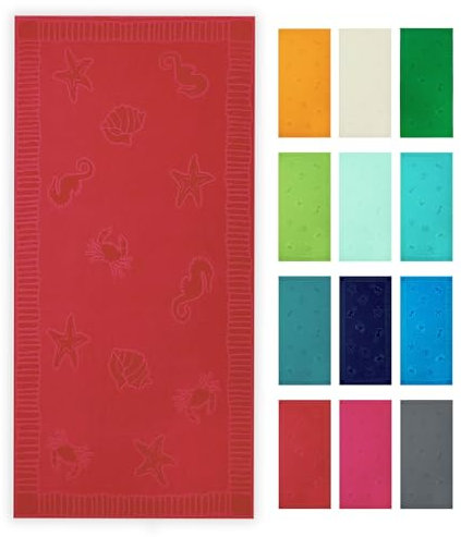 ZOLLNER Toalla de Playa Grande, 100x200 cm, 100% algodón, roja