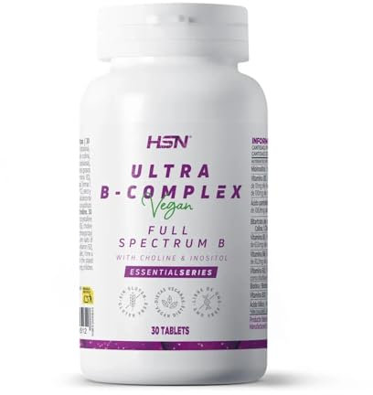 Vitamina B - Ultra B-Complex - de HSN | 30 Tabletas con Todas las Vitaminas del Grupo B | Con PABA, Inositol y Colina | Formas de Alta Biodisponibilidad | No-GMO, Vegano, Sin Gluten
