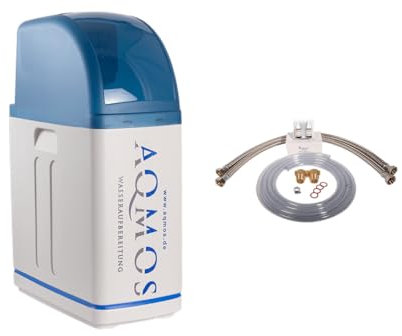 Aqmos R2D2-32 Wasserenthärtungsanlage mit Anschlussset 1 | Wasserenthärter für Haushalte bis zu 3 Personen | Entkalkungsanlage, Antikalkanlage für weiches Wasser