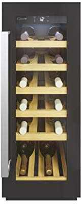 Candy Integrated 30cm Wine Cooler, 20 Bottle Capacity, Single Temperature Zone, Black - CCVB 30 UK/1