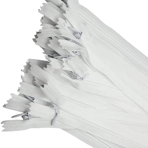 14 Inch Invisible Zipper, Close End Nylon Hidden Zipper for Handmade Garment, Bags, Home Textile, Tailor (30PCS, White) YIGUANXIN