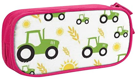 FLYIFE Traktor Farming Große Federtasche mit 2 Fächern Federmäppchen Federmäppchen Bleistiftbeutel Tasche Organizer für Mädchen Jungen Student Schule Büro Universität, rose, Einheitsgröße, Schulranzen