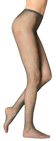 Goldenpoint Donna Collant Rete Fantasia con Strass, Cinturino Anatomico e Tassello Igienico