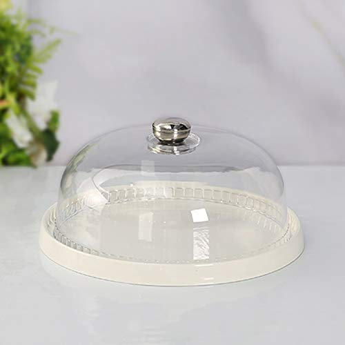 UNbit Bread Preservation Plate, Multiple Sizes Ceramic Plate Cheese Board Cover Restaurant Kitchen Food Preservation Plate Cake Stands Tray (Color : Plastic Cover, Size : 11 inches white)