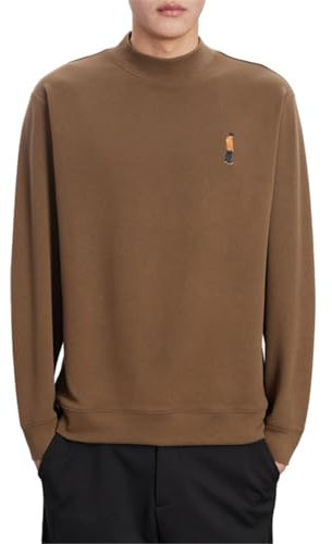 Seiizaa Sudadera de Punto de Felpa para Estudiantes de Estilo Coreano de otoño e Invierno para Hombre-Brown-S