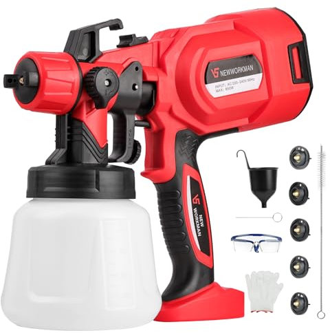 Vothen Pistolet Peinture, 800w Pulvérisateurs De Peinture, Pistolet à Peinture, 1400ml Electrique Portable sans Air Comprimé pour Intérieur Extérieur, Meuble, Clôture, 5 Modes Réglables