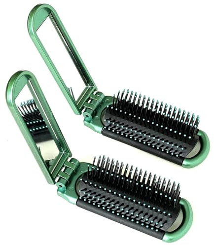Cepillo para el cabello plegable de 2 piezas, cepillo para el cabello de viaje que salva espacio con espejo pequeño, mini práctico portátil compacto para viajar, gimnasio, bolso, p