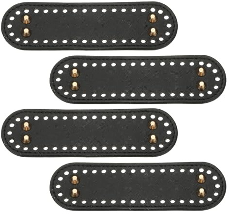 sourcing map 4 piezas de parte inferior de bolsa de ganchillo, 2 x 7.1 pulgadas, parte inferior ovalada de cuero, almohadilla moldeadora con agujeros, base de cojín para bolsa de ganchillo para