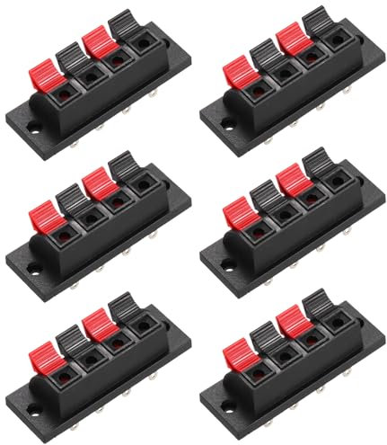 sourcing map 4 Way Spring Terminal Clip Push Release Connector Plate Jack Socket Speaker Terminal Strip Block Speaker Jointing Clamp Test Clip WP4-1 4Pcs