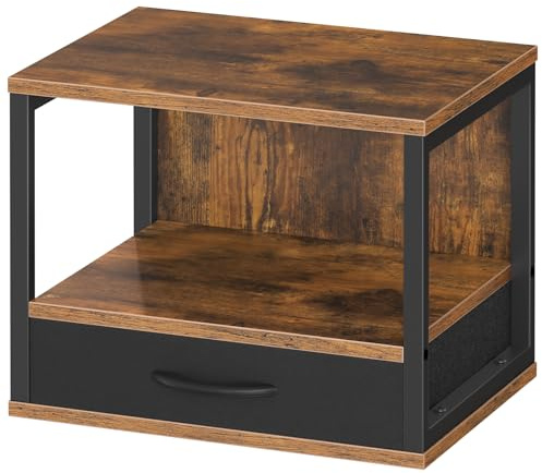HOOBRO 2-stufiger Druckerständer, Druckertisch, Drucker Stand mit Schublade Lagerung, Druckerhalter unter dem Schreibtisch, für Homeoffice, Büro, Küche, Wohnzimmer, Rustikales Braun EBF07PS01