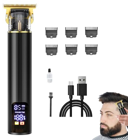 Cortadora de para hombre, recargable, inalámbrica, kit de aseo eléctrico profesional, juego de corte de de peluquero de alto rendimiento con pantalla LED, herramienta de corte de