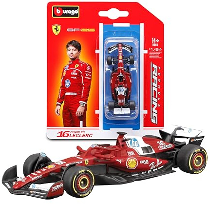 Bburago - F1 Ferrari SF-25#16 Charles Leclerc 2025, Voiture Miniature à l'échelle 1:64, réplique d'une monoplace de Formule 1, Licence Officielle Ferrari, Blister de Collection, 14+