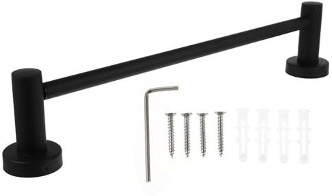 Adjustable Stainless Steel Towel Bar for Bath Towels, Black
