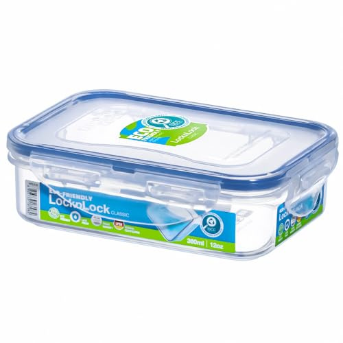 LocknLock CLASSIC Frischhaltedose | 360 ml | 15,1 x 10,8 x 4,5 cm | 100 % luft- und wasserdichte Vorratsdose | Spülmaschinen-, und Mikrowellengeeignet | BPA-Frei | 4-fach Sicherheits-Verschluss