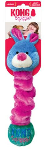 KONG - Squiggles - Stretchy Plush Dog Toy with Squeaker - For Large Dogs (Assorted Characters)