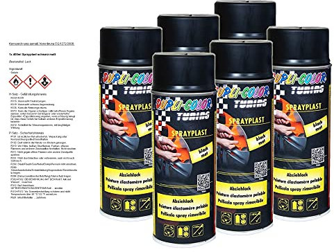 DUPLI COLOR 6x 400ml Sprayplast schwarz matt