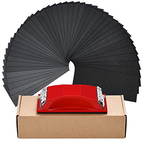WaterLuu Wet & Dry Sandpapers,42 Pack 120 to 3000 Assorted Grit Sandpapers with Sanding Block Sander,9x3.6 Inch Sanding Sheets for Wood Furniture Finishing Glass Metal Sanding Automotive Polish.