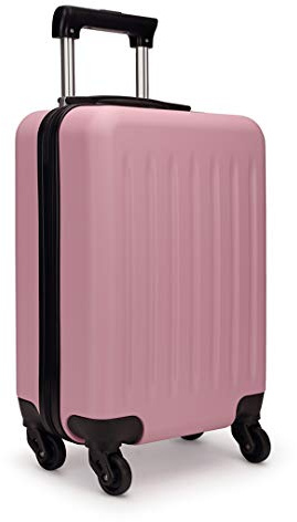 KONO Koffer Reisekoffer Mittelgross Trolley Hartschale ABS Gepäck 4 Rollen Spinner Rollenkoffer (Pink, Mittlerer Koffer)