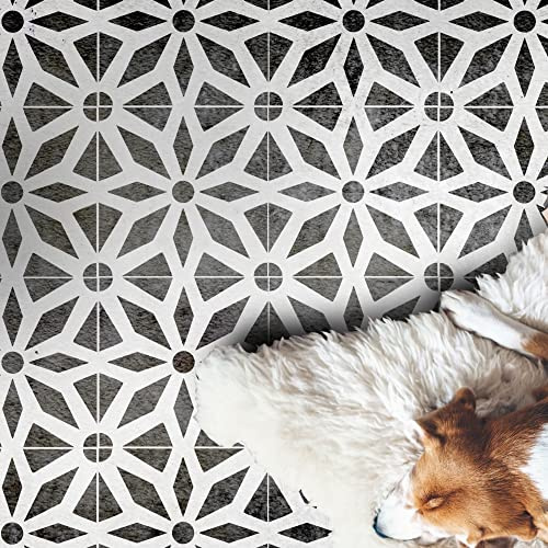 2 x Faux Tile Stencils - Paint Tile Effect on Floors Walls Furniture - Midar 8 (203mm) Single