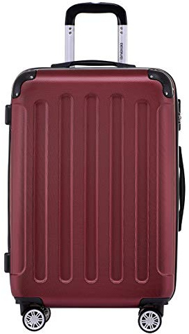 BEIBYE- Hartschalenkoffer Koffer Trolley Rollkoffer Reisekoffer Zahlenschloß 4 Zwilings-Rollen (Burgundy, Middle-66cm)