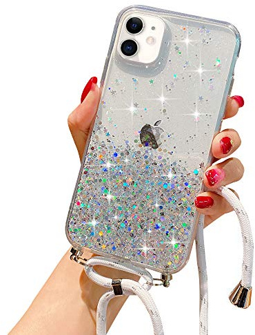 LCHULLE Handykette Handyhülle für iPhone 11 Hülle mit Kordel Umhängenhülle Necklace Hülle mit Band Schutzhülle Transparent Silikon Case für iPhone 11 Transparent