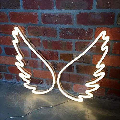 Ulalaza Enseigne Lumineuse au néon LED Aile d'ange veilleuses fonctionnant par USB Signe de chapiteau décoratif Bar Pub Magasin Club Garage décor de fête à la Maison
