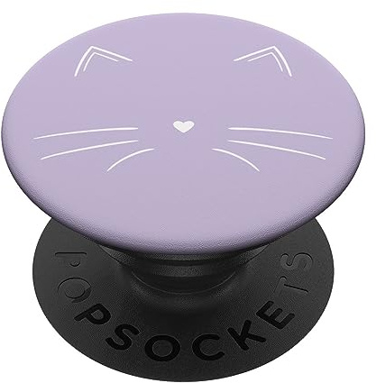 PopSockets Weiß Katzengesicht Katze Pastell Lila PopSockets mit austauschbarem PopGrip