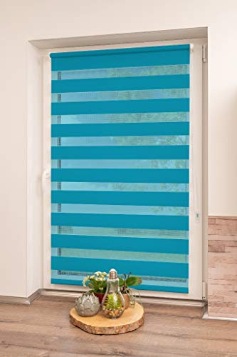 K-Home Klemmfix Doppelrollo Madrid ohne Bohren Petrol 75 x 150 cm (B x L)