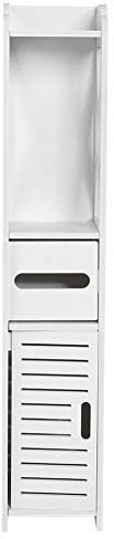 Ejoyous Badezimmerschrank Schmal, Badschrank Schmal Badregal mit offenem Fach Schublade Stehender Toilettenschrank, Nischenregal für Wohnzimmer Schlafzimmer Flur 80x15.5x15cm Weiß