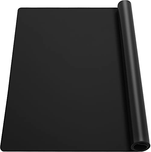 Ewen 31.6x23.5 Large Silicone Kitchen Counter Mat, 2mm Thick Heat Resistant Silicone Countertop Protector Mat Cover for Baking Air Fryer Toaster Oven Microwave Coffee Maker Cutting Board Drill Black