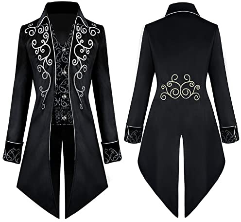 Odizli Mittelalter Kleidung Herren Smoking Steampunk Mantel Halloween Karneval Viktorianisches Gehrock