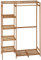 HOMCOM Bamboo Clothes Rail for Bedroom, Garment Rack with 6-Tier Storage Shelf and Hanging Rod, Clothes Rack for Living Room, Entryway, Natural Wood Effect