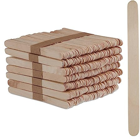 Relaxdays Eisstiele aus Holz, 700 Stück, EIS Holzstäbchen, Basteln, Backen, DIY EIS am Stiel, H x B: 11 x 1 cm, Natur