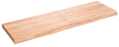 vidaXL Waschtischplatte, Tischplatte für Badezimmer, Massivholzplatte mit Naturkante, Holzplatte Arbeitsplatte Bad Waschtischkonsole Platte, Hellbraun Massivholz Behandelt
