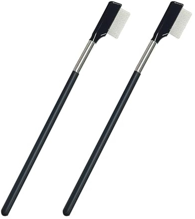 Lot de 2 peignes à cils, peigne à cils en acier, séparateur de cils, outil de levage de cils, outils de maquillage pour femmes et filles, accessoires de beauté, applicateur de maquillage, noir