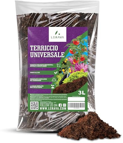 LERAVA® Terreau Universel [Bio] - 3L - Substrat Universel pour Plante intérieur - Idéal pour Semis, Rempotage, et Plantes Vertes - Terre Végétale Riche - Terreau semis - 100% Made in Italy