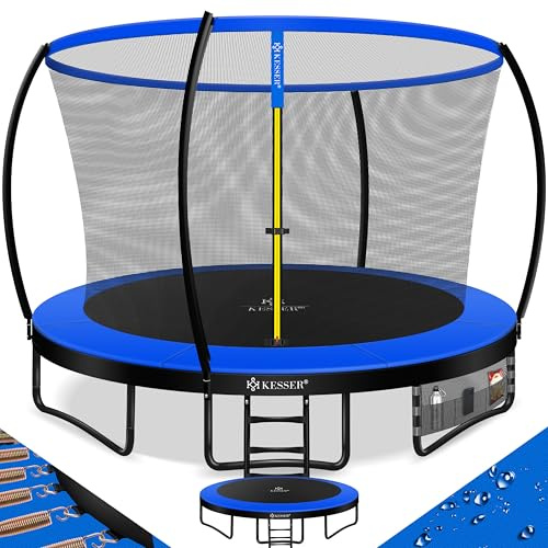 KESSER® Trampoline Ø 366 cm | Certifié TÜV Rheinland GS | Trampoline de Jardin pour Enfants jusqu'à 150 kg | Kit Complet avec Filet de sécurité, échelle, Housse de Bord et Accessoires