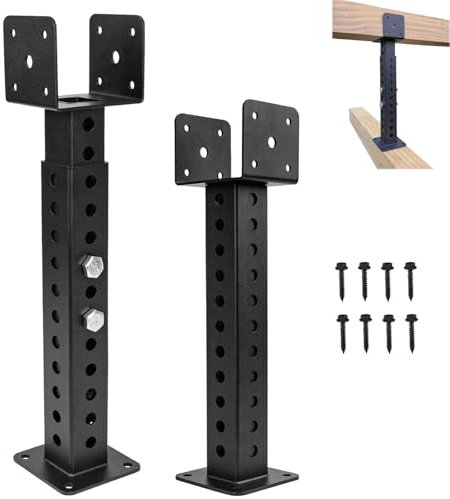 Wpbhk 2 soportes elevadores de techo, soportes ajustables para pérgola para barra de madera de 3-1/2 pulgadas, soportes de montaje en techo adecuados para pérgola de techo, cenador, sillín negro