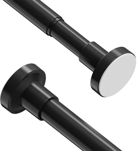 WELDUN 2 Stücke Teleskopstange 48-67CM Duschvorhangstange ohne Bohren Φ25mm Vorhangstange Spannstange für Kleiderschrank, Fenster, Badezimmer, Schwarz