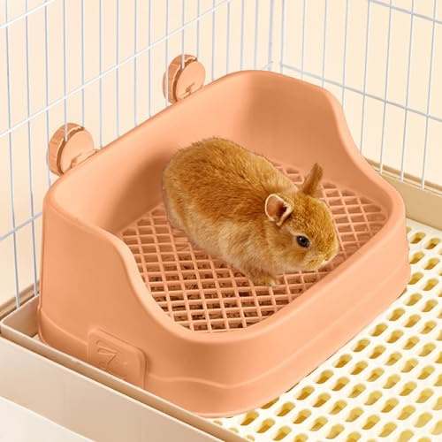 Bac Litiere Lapin, Moyen Litière Toilette Petits Animaux pour Cages Détachable Entraîneur de Pot Grille Corbeille à Litière d'angle pour Lapin Cochon d'Inde Hamster Chinchilla (Rose)