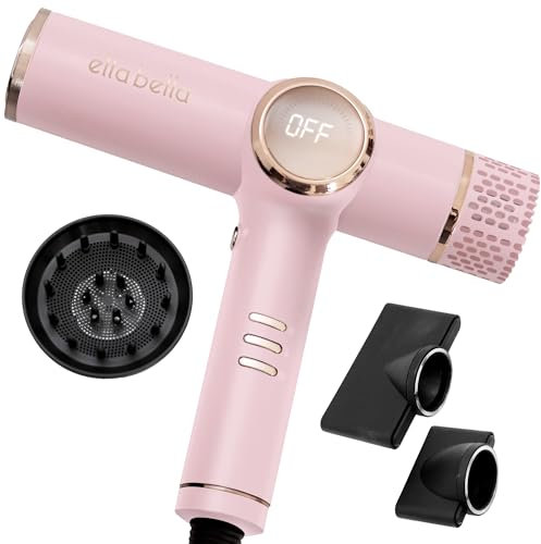 ELLA BELLA® Professional Ionic Hair Dryer with Diffuser • Negative Ion Blow Dryer • Suitable All Hair Types • Intelligent Heat Control & Rapid Drying Speeds • Lightweight Design • Low Noise Technology