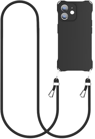 CAROKI Crossbody iPhone 11 Case, Lanyard Protective Liquid Silicone Case with Adjustable Length Detachable Lanyard Rope Shockproof Hands-Free Phone Cover for iPhone 11 6.1-Black