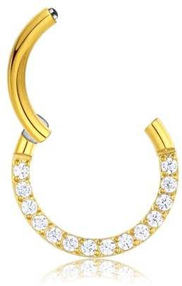 Titan Septum Piercing Gold 16G 6mm Zirkonia Nasenpiercing Daith Rings