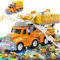 TEMI BAU Truck Kinderspielzeug, passend für Jungen und Mädchen im Alter von 3, 4, 5 und 6, Truck Abenteuer Spielzeug für Kleinkinder, 8-Auto Auto montiert und Mobile LKW Station Spielzeug